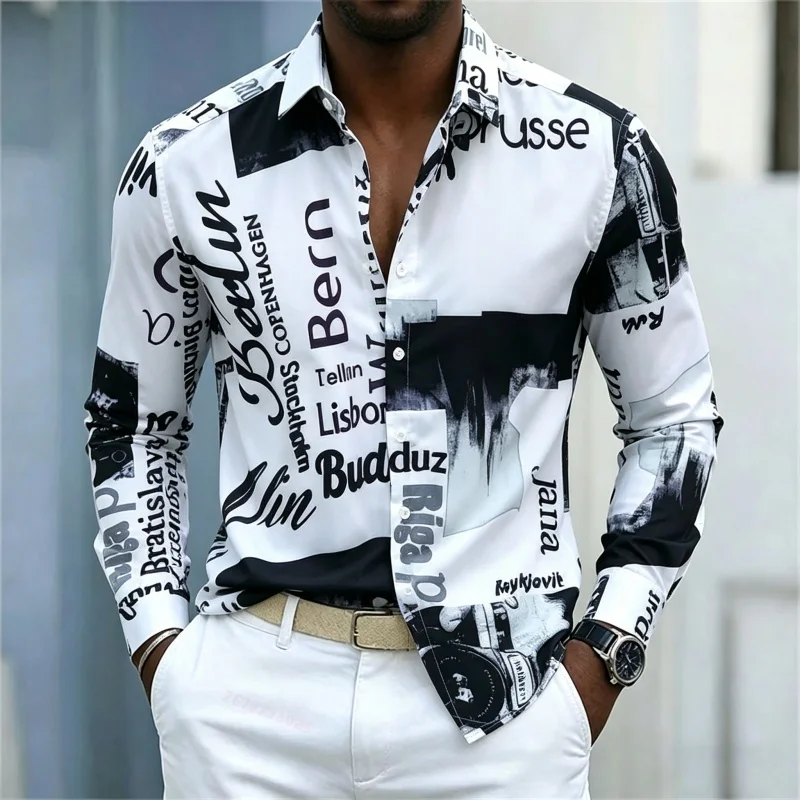 Mens Fashion Summer - Мужская рубашка с длинным рукавом и