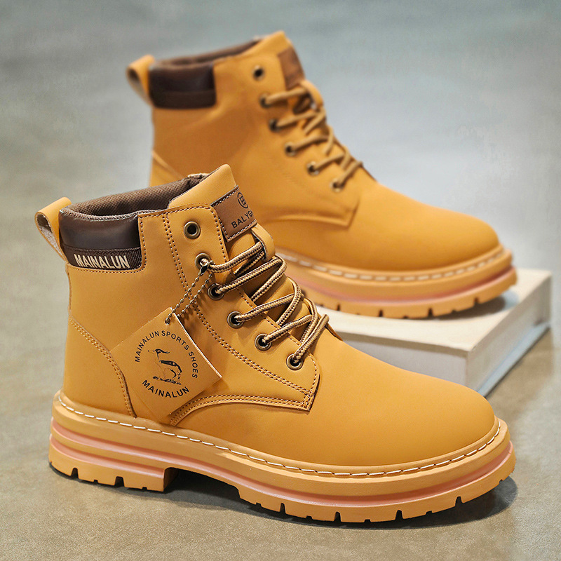 Yellow Men'S Fashion - Классические мужские высокие ботинки, желтые кожаные