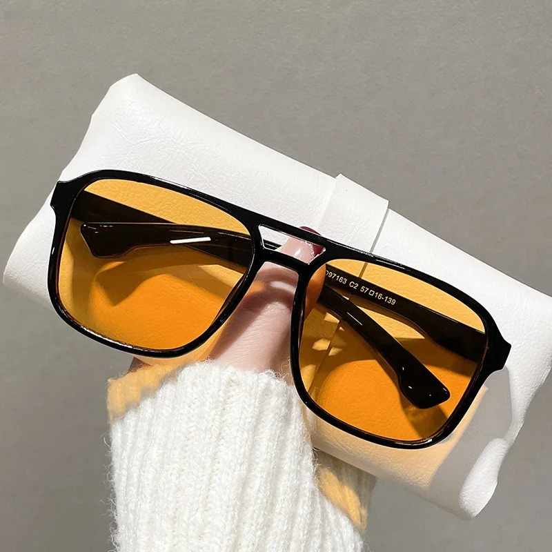 Yellow Men'S Fashion - Квадратные солнцезащитные очки с двойной перемычкой
