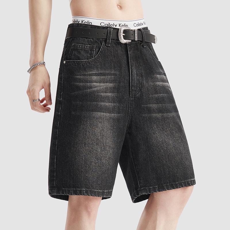 Jeans Pants Fashion Men - Летние тонкие черные джинсовые шорты для