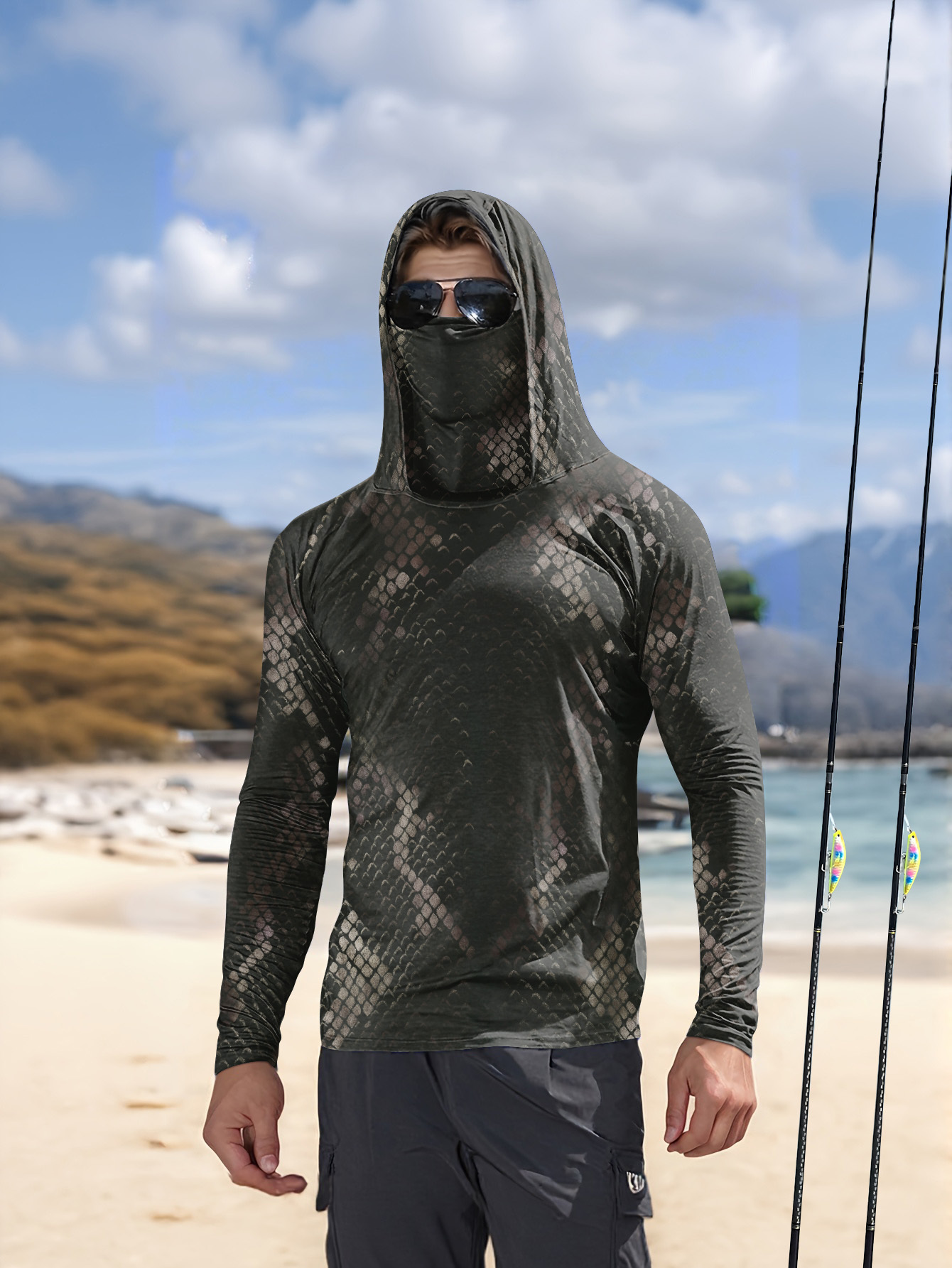Mens Fashion Summer - Мужская рыболовная рубашка с капюшоном, длинными