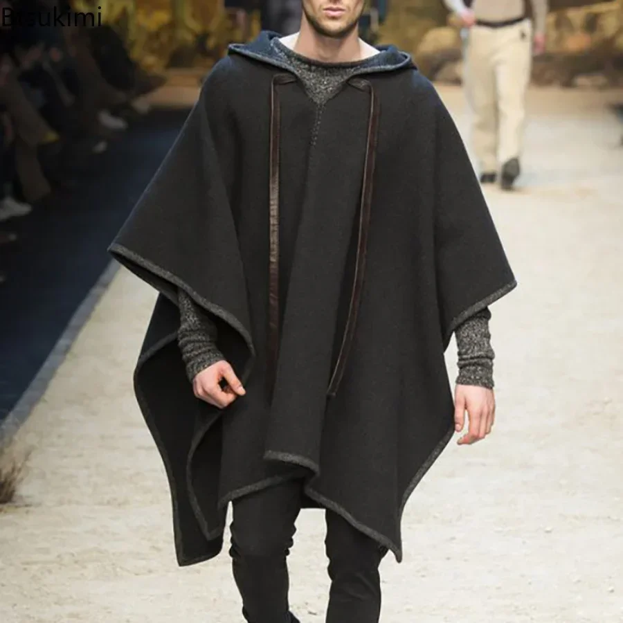 Men Scarf Wool - Новинка 2025, мужские осенне-зимние куртки-шали, винтажные