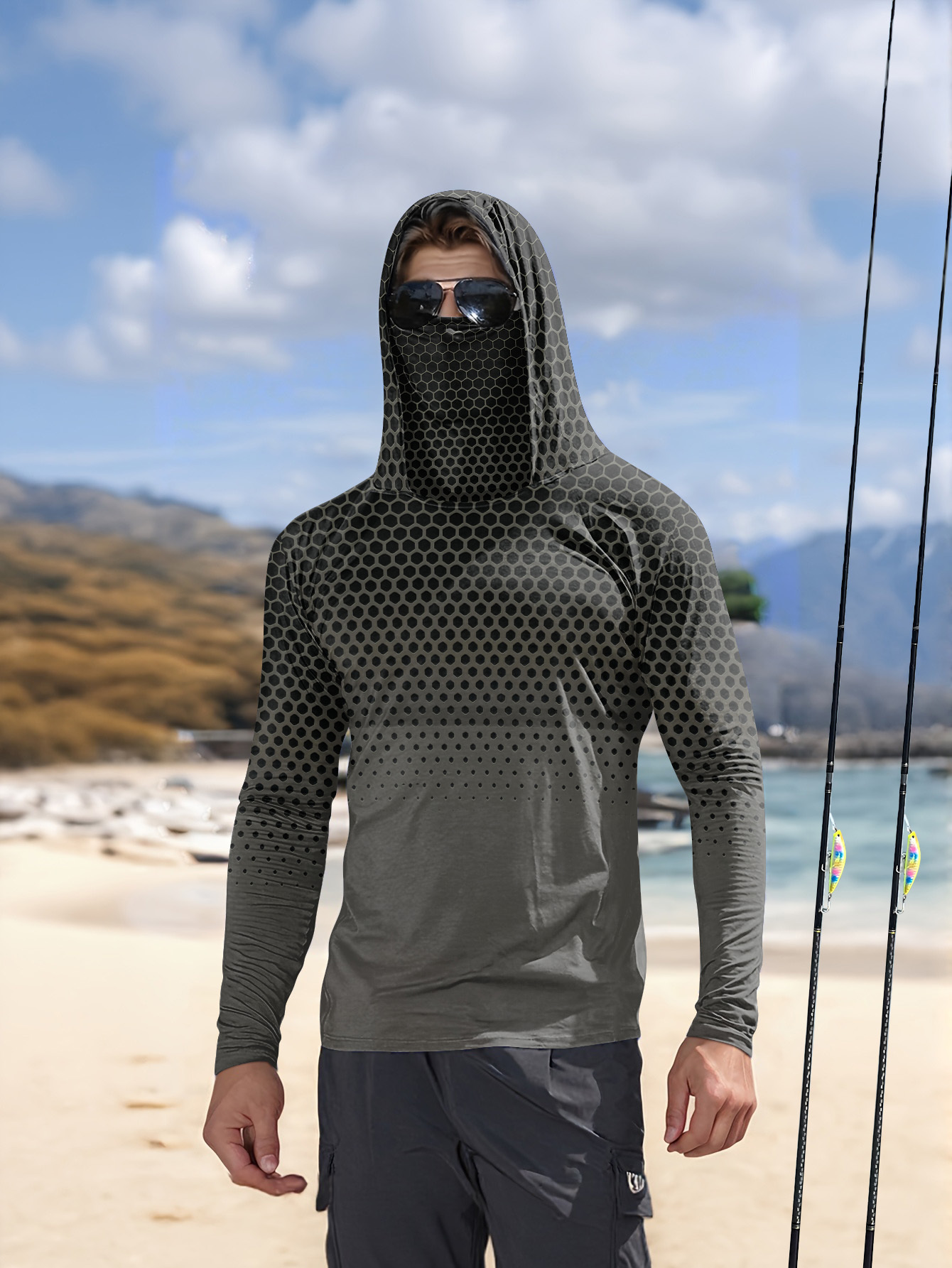 Mens Fashion Summer - Мужская рыболовная рубашка с капюшоном и