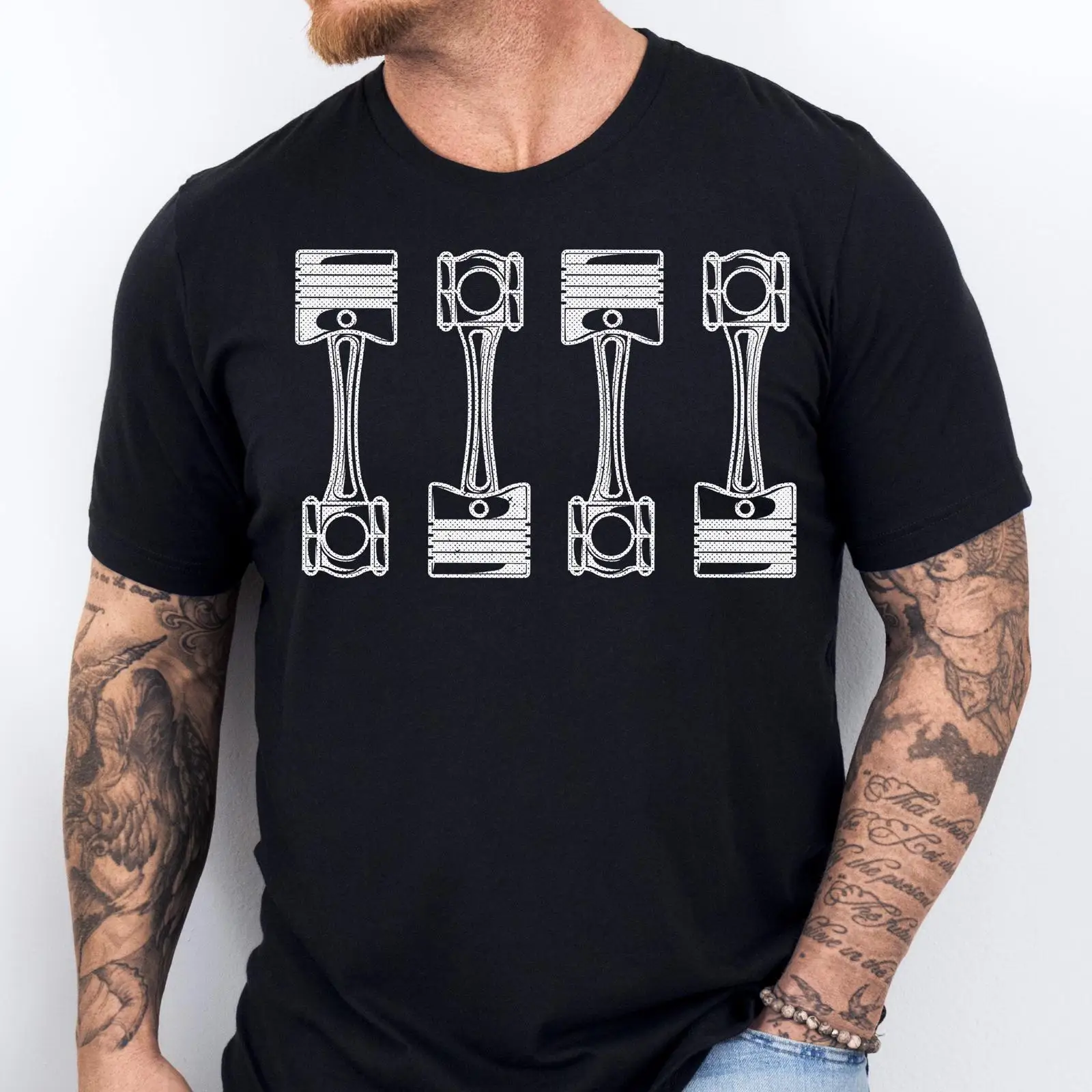 Men'S Fashion Garage - Футболка с изображением поршней автомобильного двигателя,