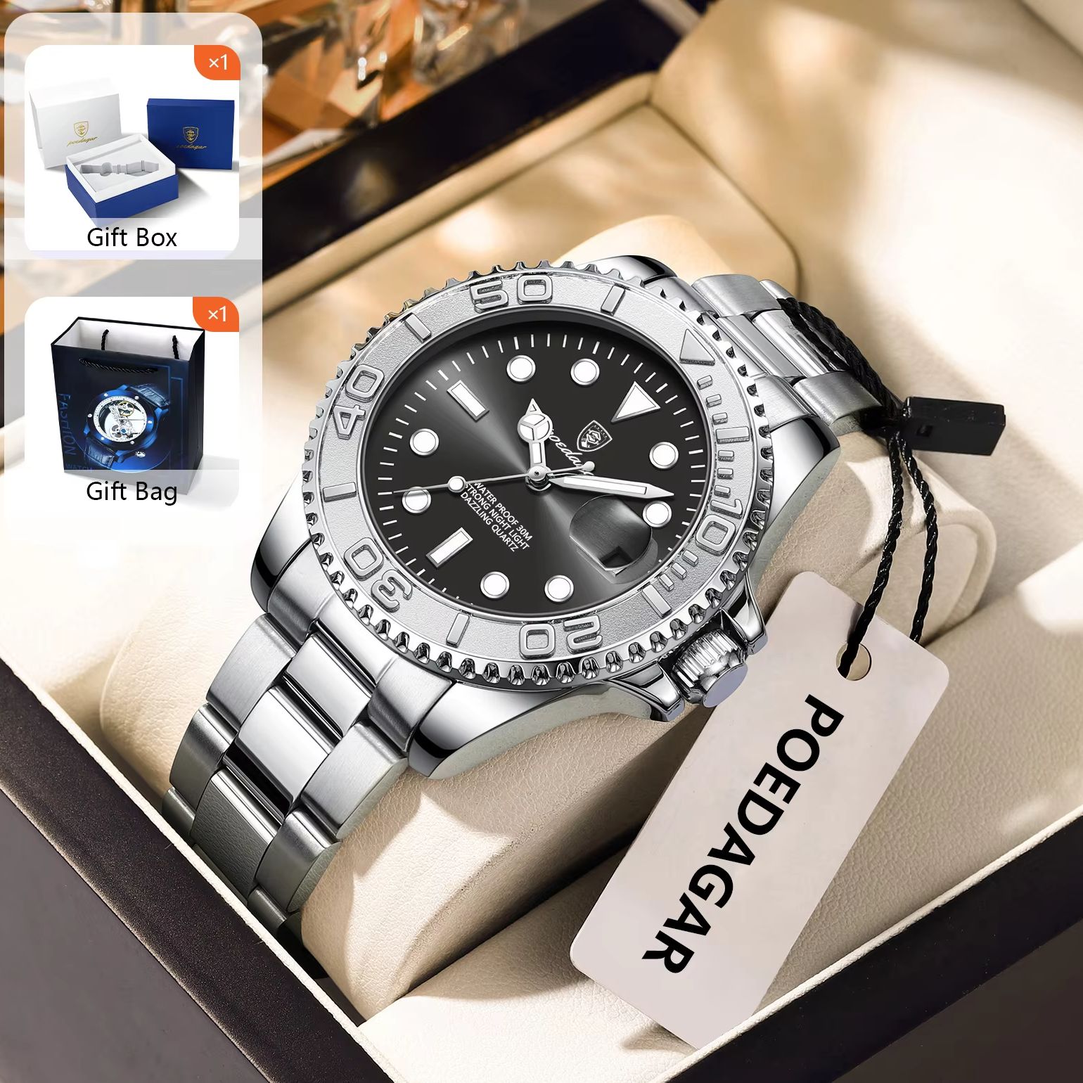 Fashion Mens Watches - POEDAGAR модные мужские часы светящиеся водонепроницаемые
