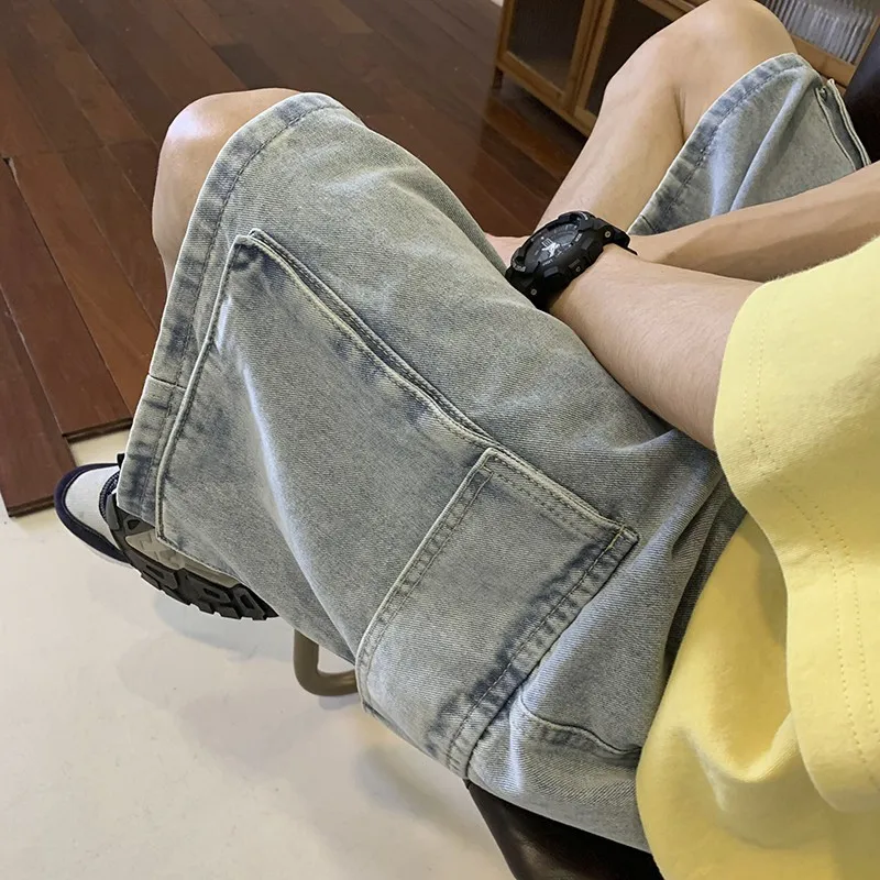Mens Fashion Cargo Pants - Корейские мужские летние тонкие свободные джинсовые