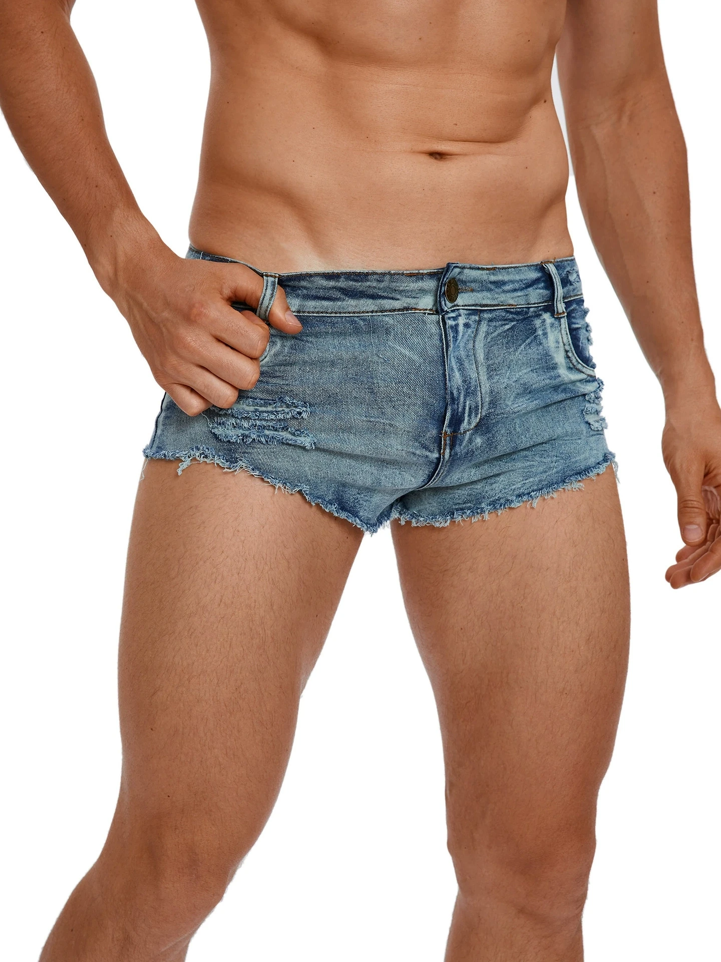 Jeans Pants Fashion Men - Мужские джинсовые шорты с низкой талией,