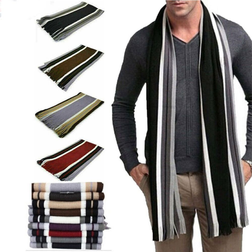 Кашемировый мужской полосатый  – обзор и цена Men Scarf Wool