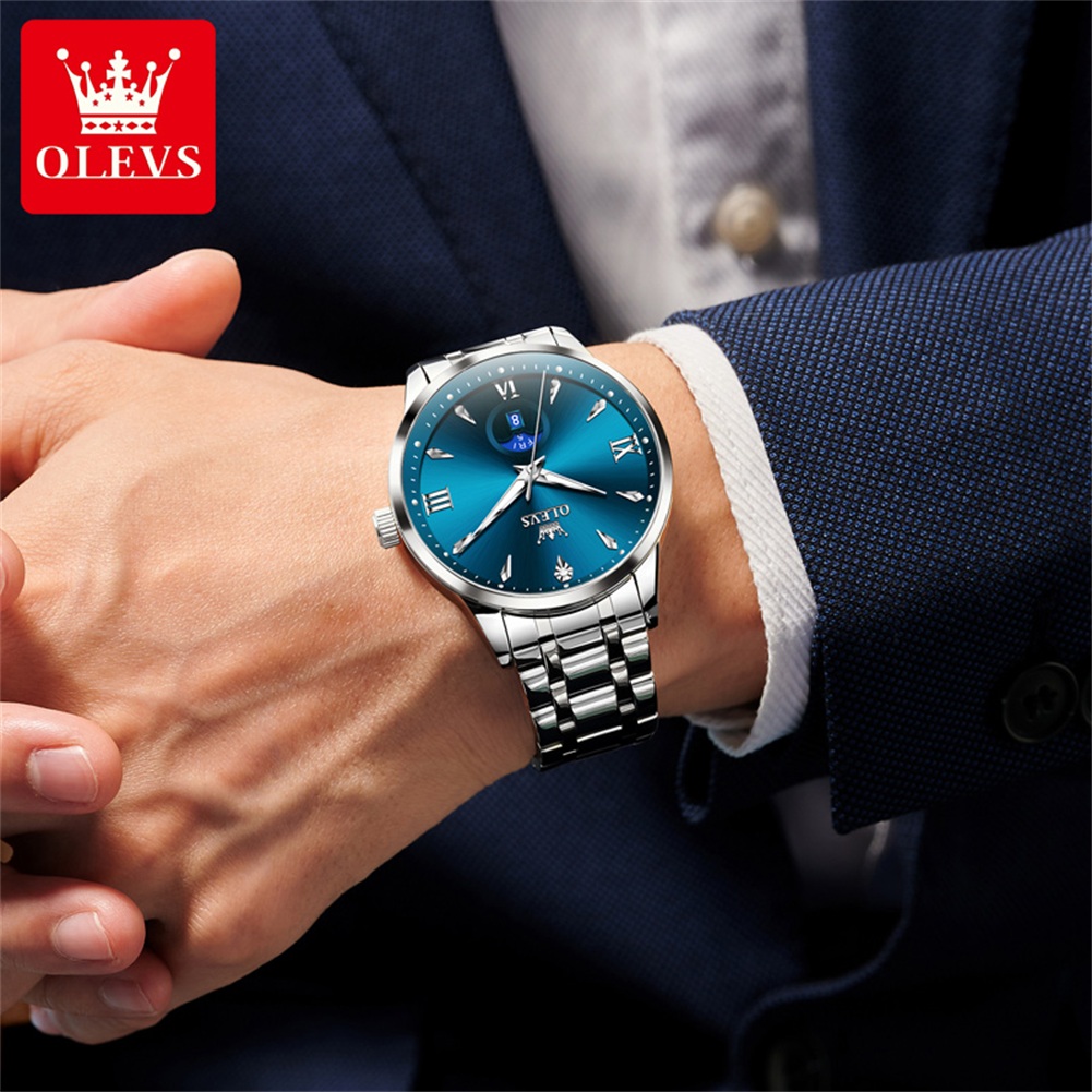 OLEVS Moon Phase мужские часы  – обзор и цена Fashion Mens Watches