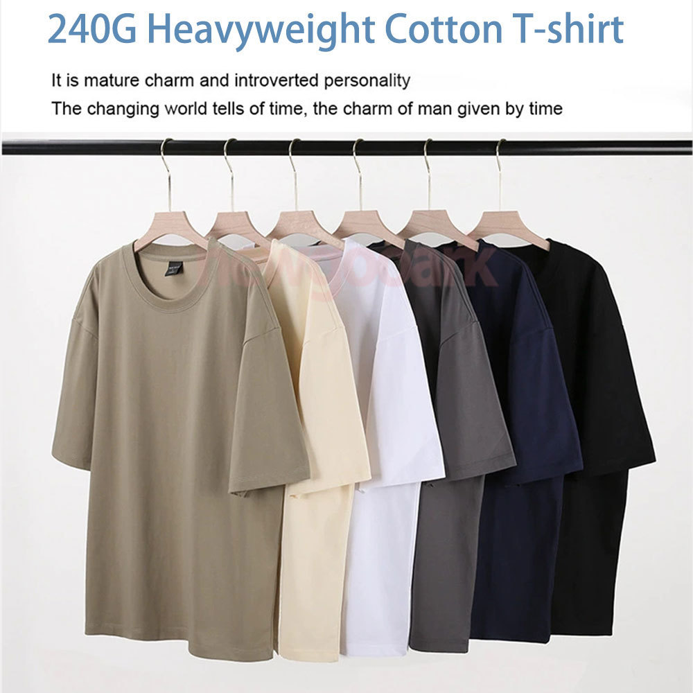240 г тяжелая хлопковая футбол – обзор и цена Men'S Fashion Oversized T Shirt